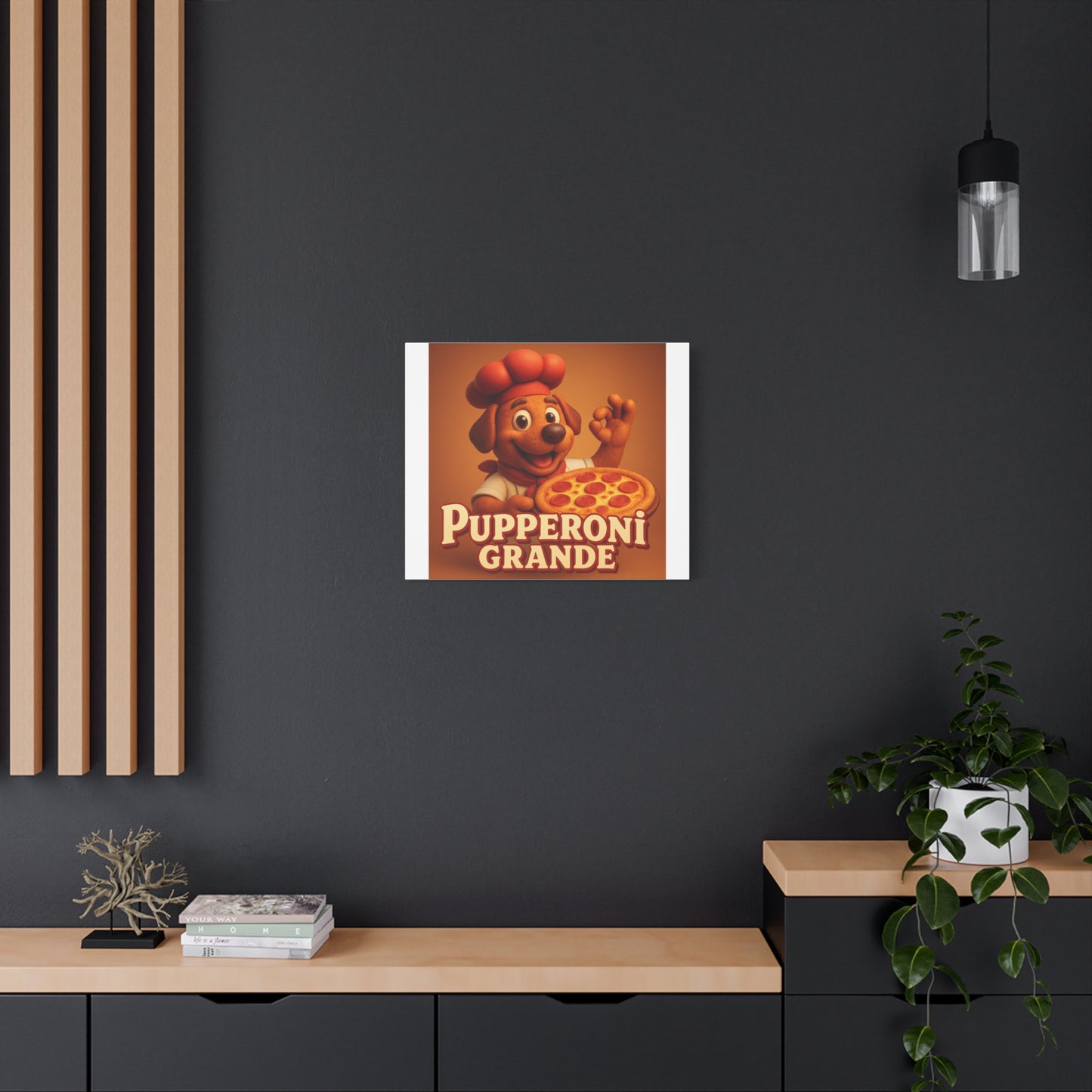 "Pupperoni Grande" Canvas Art - Whimsical Dog Pizza Chef Wall Decor