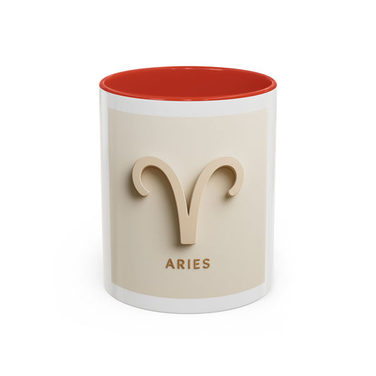 Aries Accent Coffee Mug, Zodiac Gift, Astrology Decor, Black Handle Mug, Unique Birthday Present, Horoscope Collectible