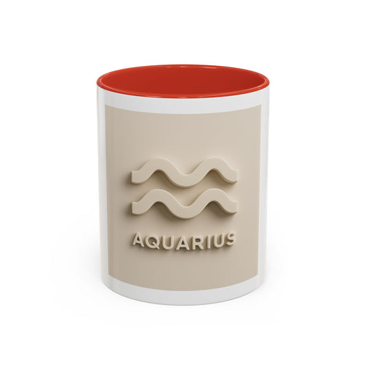 Aquarius Accent Coffee Mug, Zodiac Gift, Astrology Decor, Black Handle Mug, Unique Birthday Present, Horoscope Collectible