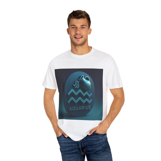 Aquarius Zodiac Graphic T-Shirt, Astrology Tee, Birthday Gift, Horoscope Apparel, Unisex Garment-Dyed Shirt