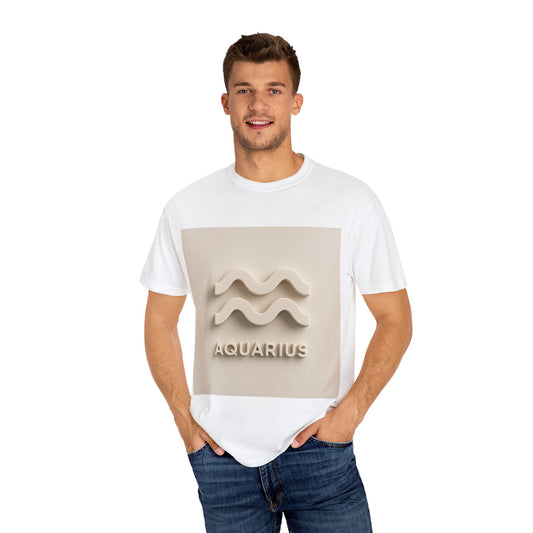 Aquarius Garment-Dyed T-Shirt, Unisex Astrology Tee, Birthday Gift, Zodiac Shirt, Soft Cotton Apparel, Casual Style