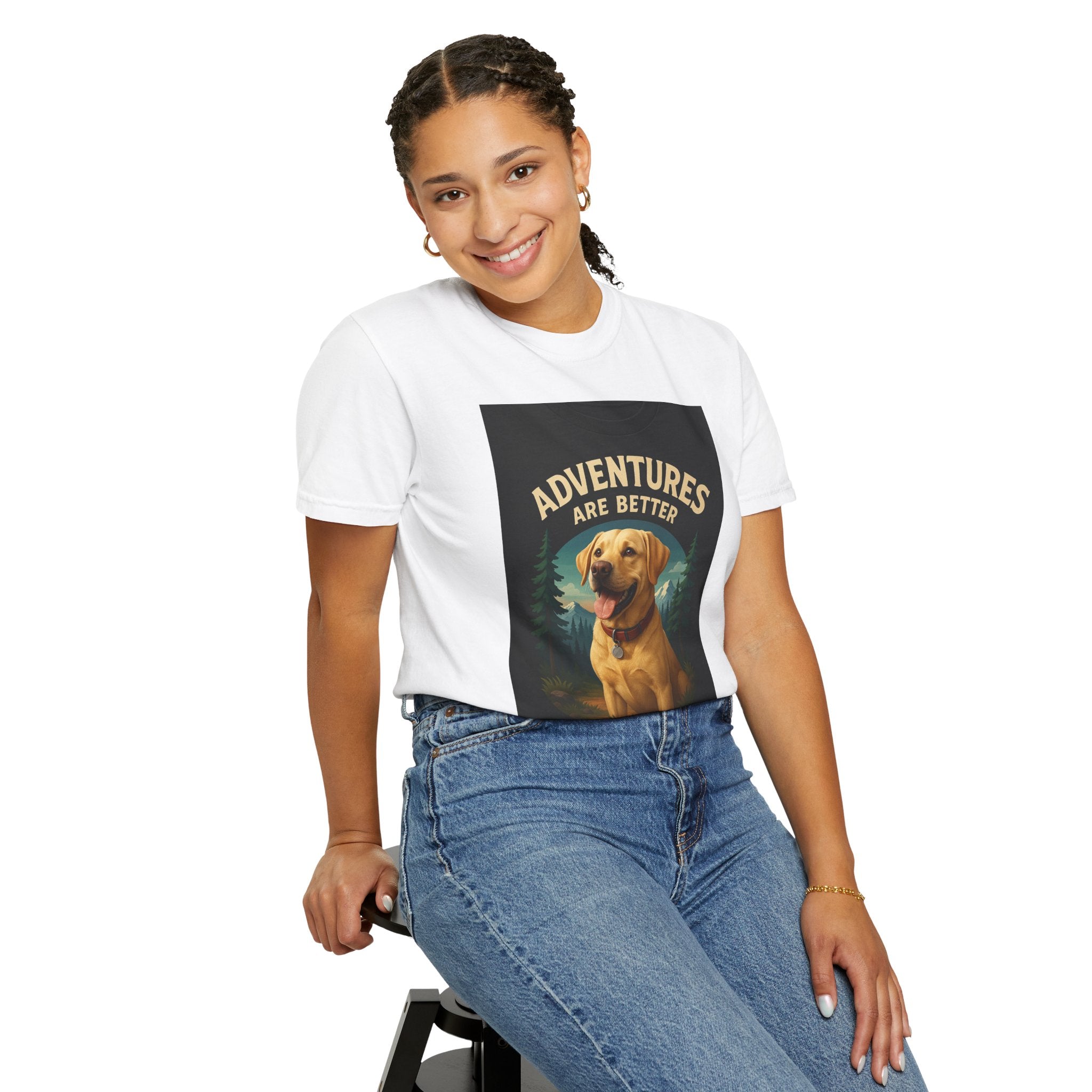 Adventures Are Better with a Lab Unisex T-shirt, Dog Lover Gift, Outdoor Enthusiast Tee, Labrador Retriever Apparel, Pet Owner T-Shirt
