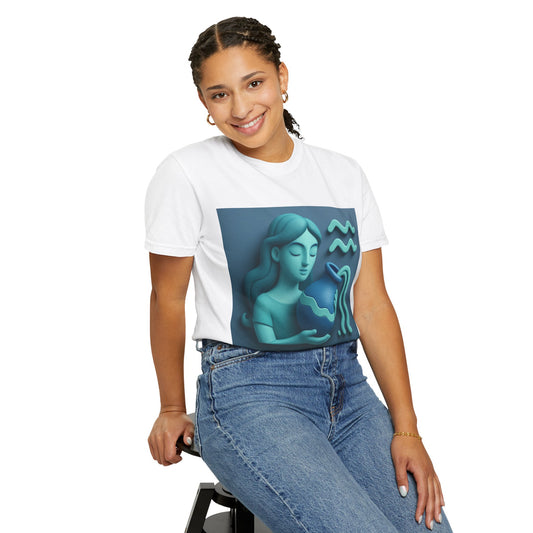 Aquarius Unisex Garment-Dyed T-Shirt - Astrology Tee for Aquarians