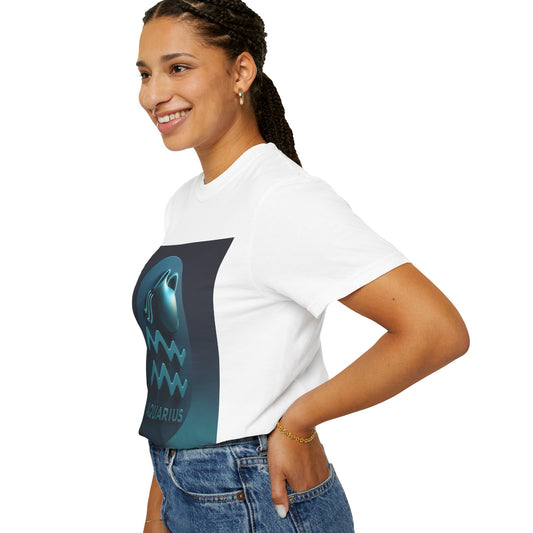 Aquarius Zodiac Graphic T-Shirt, Astrology Tee, Birthday Gift, Horoscope Apparel, Unisex Garment-Dyed Shirt