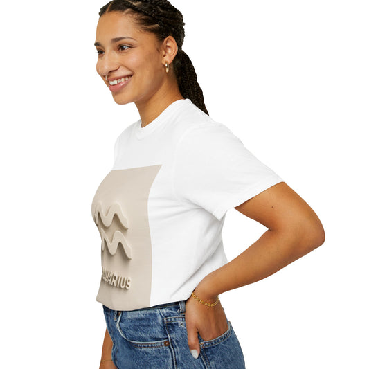 Aquarius Garment-Dyed T-Shirt, Unisex Astrology Tee, Birthday Gift, Zodiac Shirt, Soft Cotton Apparel, Casual Style